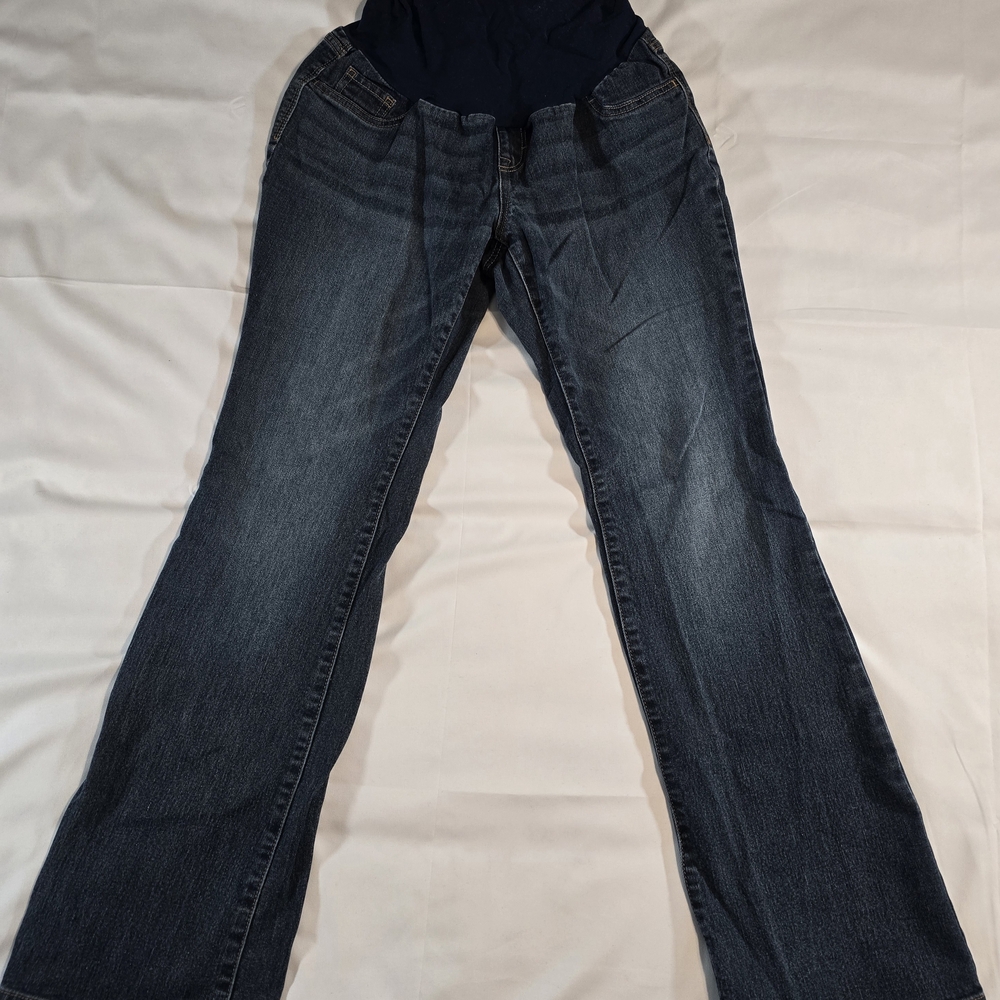 Indigo Blue Dark Wash Wide Leg Maternity Jeans